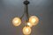 French Art Deco Four-Light Brass and Frosted Cut Glass Globe Chandelier, 1930s 8
