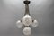 French Art Deco Four-Light Brass and Frosted Cut Glass Globe Chandelier, 1930s 6