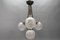French Art Deco Four-Light Brass and Frosted Cut Glass Globe Chandelier, 1930s, Image 6