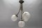 French Art Deco Four-Light Brass and Frosted Cut Glass Globe Chandelier, 1930s 9