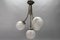 French Art Deco Four-Light Brass and Frosted Cut Glass Globe Chandelier, 1930s, Image 9