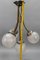 French Art Deco Four-Light Brass and Frosted Cut Glass Globe Chandelier, 1930s 14