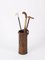 Mid-Century Leather and Brass Umbrella or Walking Stick Stand, Italy, 1950s 7