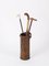 Mid-Century Leather and Brass Umbrella or Walking Stick Stand, Italy, 1950s, Image 7
