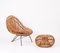 Rattan Chairs, Pouf and Mirror attributed to Janine Abraham & Dirk Jan Rol, 1960s, Set of 4 3