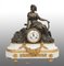 Antique French Clock in Bronze and Marble, 19th Century, Image 1