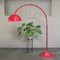 Red Arc Floor Lamp with Oval Tulip Base, 1970s 2