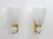 Mid-Century Modern Brass and Pelugoso Murano Glass Sconces, 1980s, Set of 2 1