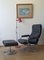 Fauteuil Scandinave en Cuir avec Repose-Pieds, 1970s, Set de 2 1