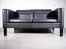 Vintage Danish Black Leather Two-Seater Sofa by Mogens Hansen, 1970s 3