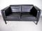 Vintage Danish Black Leather Two-Seater Sofa by Mogens Hansen, 1970s 2