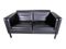 Vintage Danish Black Leather Two-Seater Sofa by Mogens Hansen, 1970s 1