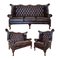 Set da salotto Chesterfield Queen Anne marrone scuro, set di 3, Immagine 1