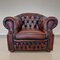 Brown Leather Chesterfiled Armchair with Curved Back 2