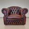 Brown Leather Chesterfiled Armchair with Curved Back, Image 2