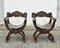 Oak X-Frame Throne Chairs in the style of Dagobert by Navarro Argudo, 1950s, Set of 2 1