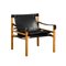 Sirocco Safari Lounge Chair in Black Leather and Ash by Arne Norell for Norell Möbel Ab, Sweden, 2000s 1