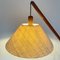 Lampadaire Counter Balance Scandinave en Teck avec Abat-Jour en Soie 3