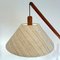 Scandinavian Teak Counter Balance Floor Lamp with Silk Shade, Image 4