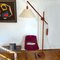 Scandinavian Teak Counter Balance Floor Lamp with Silk Shade, Image 6