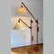 Lámpara de pie escandinava de teca con contrapeso con pantalla de seda, Imagen 7