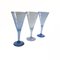 Copas de vino altas vintage hechas a mano en azul claro. Juego de 3, Imagen 5