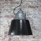 Vintage Industrial Black Enamel & Clear Glass Factory Pendant Light 5