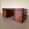 Double Sided Mahogany Chesterfield Partners Desk with Green Leather Top 4