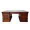 Double Sided Mahogany Chesterfield Partners Desk with Green Leather Top 1