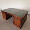 Double Sided Mahogany Chesterfield Partners Desk with Green Leather Top 3