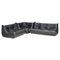 Black Leather Togo Modular Sofa by Michel Ducaroy for Ligne Roset, 1970s, Set of 3, Image 1