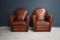 Vintage French Cognac Leather Club Chairs, Set of 2 1