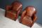 Club chair vintage di pelle color cognac, Francia, set di 2, Immagine 2