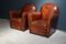 Vintage French Cognac Leather Club Chairs, Set of 2, Image 8