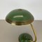 German Bauhaus Brass and Green Metal Table Light attributed to Helo Lights, Germany, 1950s 10