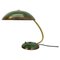 German Bauhaus Brass and Green Metal Table Light attributed to Helo Lights, Germany, 1950s 1