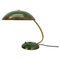 German Bauhaus Brass and Green Metal Table Light attributed to Helo Lights, Germany, 1950s, Image 1