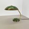 German Bauhaus Brass and Green Metal Table Light attributed to Helo Lights, Germany, 1950s 2