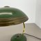 German Bauhaus Brass and Green Metal Table Light attributed to Helo Lights, Germany, 1950s 7