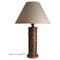 Mid-Century Modern Aztec Motif Hand Tooled Leather Table Lamp, Image 1