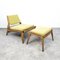 Mid-Century Oak Hunting Chair with Stool by Heinz Heger, 1950s, Set of 2 1