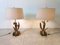 Bronze Flower Table Lamps, 1970s, Set of 2 7