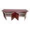 Credenza with 4 Doors in Bordeaux Red Glass and Mirror 8