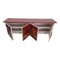 Credenza with 4 Doors in Bordeaux Red Glass and Mirror, Image 8