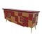 Credenza with 4 Doors in Bordeaux Red Glass and Mirror, Image 3