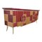 Credenza with 4 Doors in Bordeaux Red Glass and Mirror 7