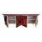 Credenza with 4 Doors in Bordeaux Red Glass and Mirror 10