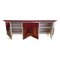Credenza with 4 Doors in Bordeaux Red Glass and Mirror, Image 10