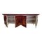 Credenza with 4 Doors in Bordeaux Red Glass and Mirror 9