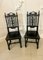 Victorian Carved Ebonised Oak Side Chairs, 1860s, Set of 2 2